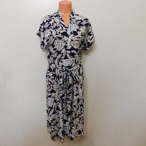 𝅺JR155 Ivy Street Juniors Floral Midi Short Sleeve Dress Size Medium Petite